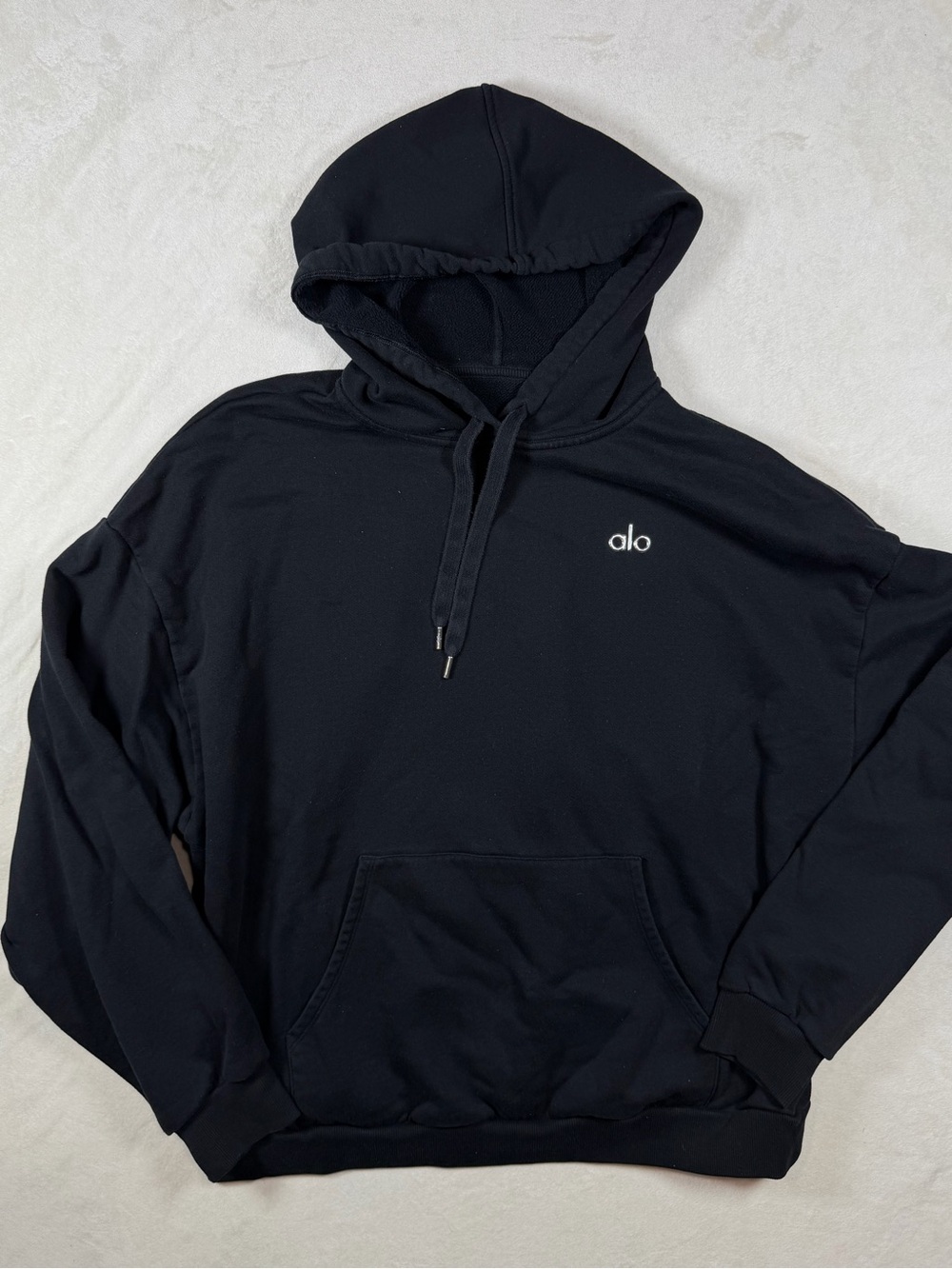 ALO Yoga Large Women’s Classic Black Hoodie with White Logo